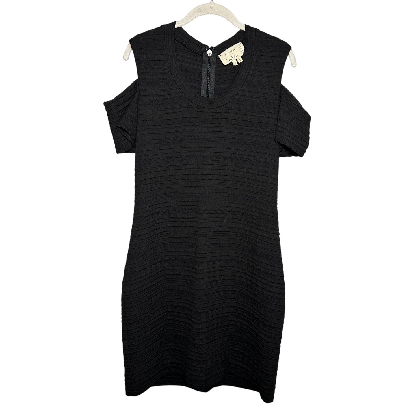 Nicole Miller Artelier Black Cold Shoulder Cotton Blend Dress Women's Large